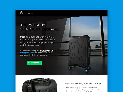 E-CASE Landing Page design landing page luggage smart smart luggage web design