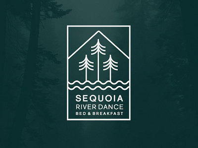 Sequoia River Dance Bed & Breakfast Logo bed and breakfast brand branding identity logo mark mountain river sequoia symbol tree