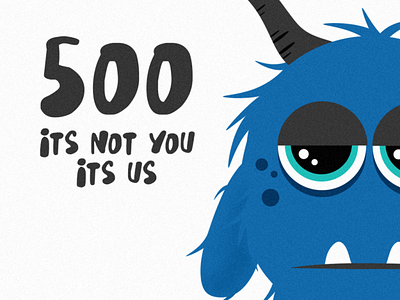 Error Code 500 adobe blue and white design error 500 error message errorpage flat design game design illustration monsters photoshop