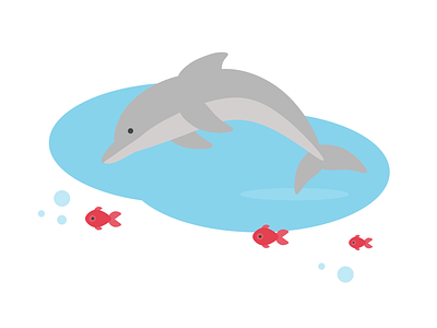 Dolphin adobe animal cute design dolphin fish flat flat design illustration jump ocean photoshop sea sea animals swim