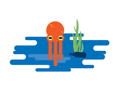 Ocean Pollution Project adobe awareness cute design flat flat design illustration octopus photoshop pollution sea sea creature web website