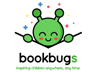 Bookbugs adobe book branding bug children book cute design flat flat design illustration logo photoshop web website