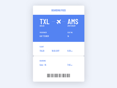 Daily UI Challenge: Boarding Pass dailyui dailyuichallenge sketch ui ui ux