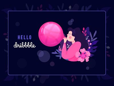 Hello Dribble! character draw flower hello dribble illustration