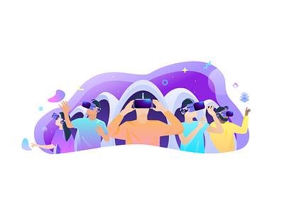 VR character design illustration oculus oculus rift peoples synchronized ui vector virtual reality web
