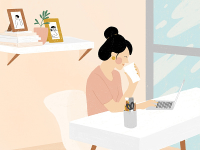 Home office. coffee design editorial freelancer illustration illustrator work