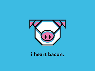 I heart bacon! bacon brand branding color colorful fashion fun graphic illustrator line art logo logo a day logo design logo design branding minimal minimalist modern pig type