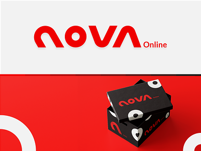 NOVA Online Logo box brand delivery illustraion logo nova online shopping