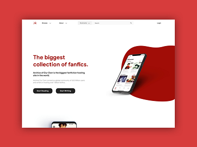 Archive Of Our Own Landing Page app design design ui ui design ux ui ux ui design