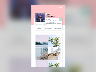 Daily UI Challenge - #6 User Profile daily daily ui challenge daily ui user profile photo app ui user profile