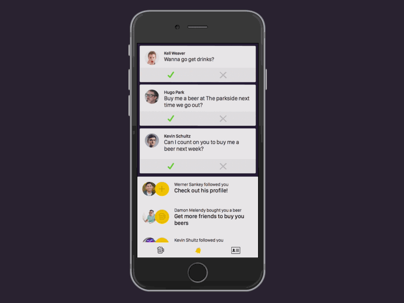 BeerMe requests and notifications form prototype