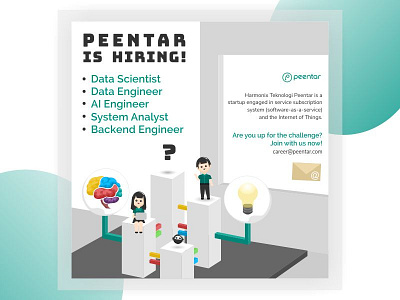 Peentar Hiring2 company engineer hire hiring it poster teal tech vector