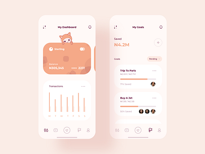 Finance App Concept app bank cards character clean dashboard design e commerce finance flat minimal mobile orange ui ux wallet
