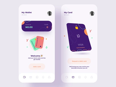 Empty State Design app bank card cards clean design emptystate minimal mobile ui ux wallet