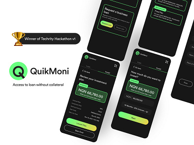 QuikMoni Loan + Invest App adobe xd app app design branding case study hackaton interaction design invest loan product design ui ui ux design user interface winner