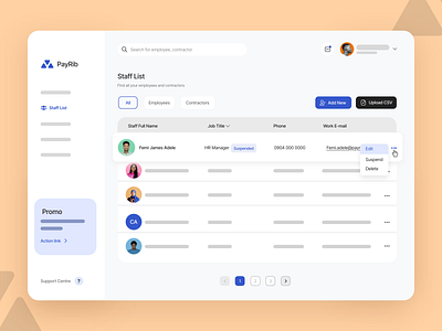 Payroll Dashboard - Wireframe dashboad employee employee engagement interface payroll record redesign saas app staff ui ux web app website