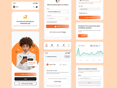 Fund Management and Investment Components app design dashboad design exploration fund investment ios app layout product ui ui component ux