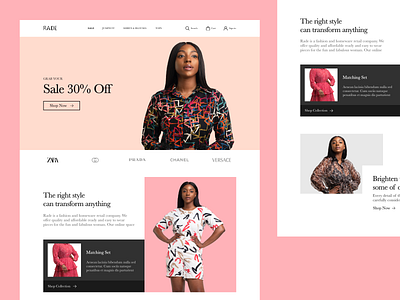 Rade Online Store Landing Page adobe xd branding concept ecommerce fashion landing page minimalistic online shop photography website design