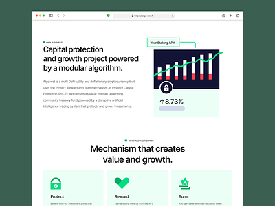 Blockchain Startup Landing Page: AlgoVest blockchain clean cryptocurrency illustration landing page startup ui ux website