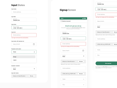 Fintech UI Components button clean ui elements inputs mobile app signup screen states ui ux