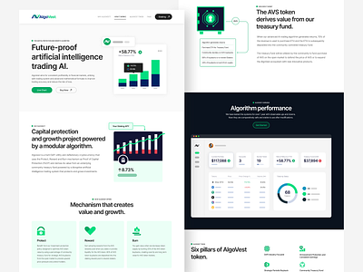 AlgoVest - Landing Page artificial intelligence clean ui crypto illustration redesign responsive token trading algorithm ui ux design website