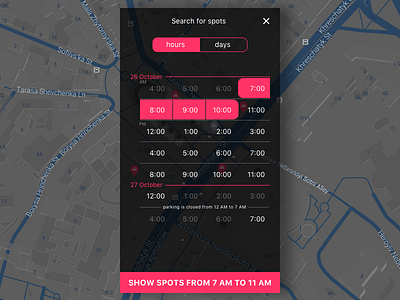 Time range selector mobile range time