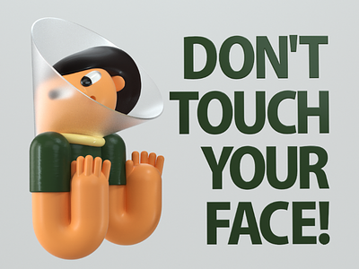 Don't touch your face! 3d c4d character clean design face motion graphics virus