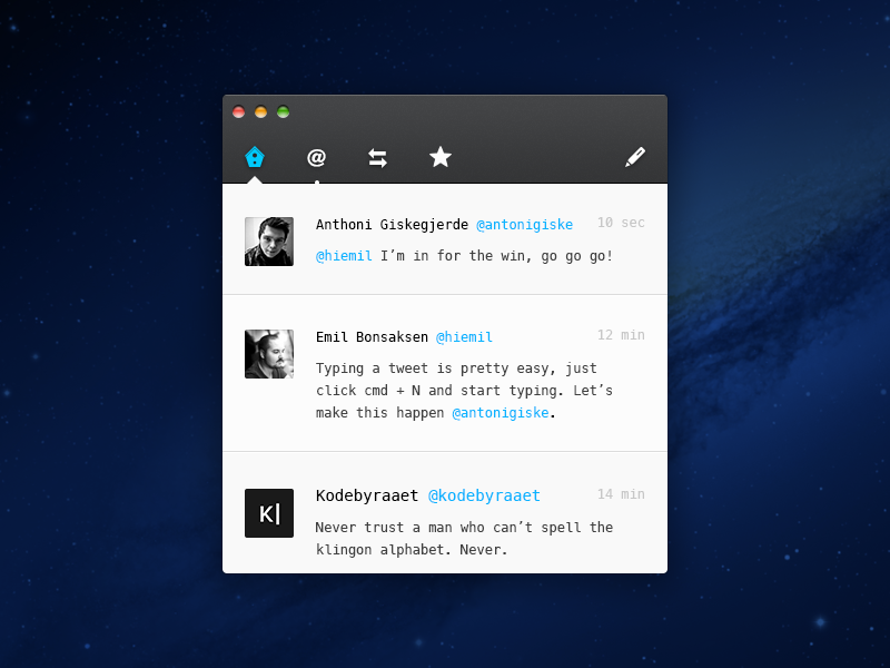 Twitter Stream by Emil Bonsaksen on Dribbble