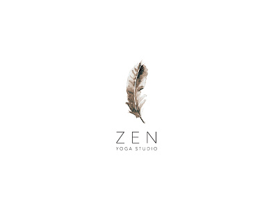 Feather Zen Logo branding feather illustration illustrative logo mark painted studio watercolor yoga zen