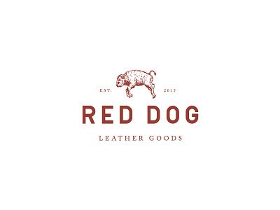 Red Dog Leather Goods Logo bison branding calf dog goods illustration leather logo maker montana red spokane