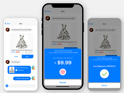 Payment Through Chat chat commerce ios paymet ui ux