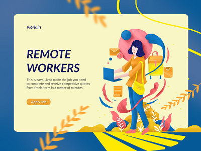 work.in - illustration exploration aji setiawan app design design graphic exploration freelance design freelancer illust illustration illustration design illustration digital interface jiaone landingpage remote worker ui ui illustration user interface user interface design workers