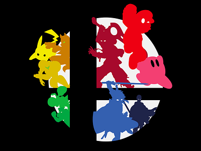 Super Smash Bros. Ultimate abstract colorful fox gaming illustration kirby legend of zelda link little mac mario marth nintendo pikachu samus shulk smash super smash bros yoshi