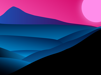 Sunset In The Hills abstract blue colorful cyan design deviantart hills illustration inspiration photoshop pink sun sunset