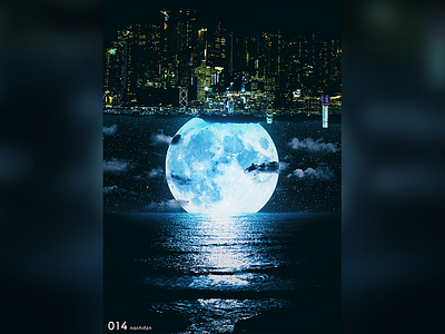 Poster 014 abstract city concept daily design full moon idea inspiration midnight moon ocean photoshop poster posterdesign trend