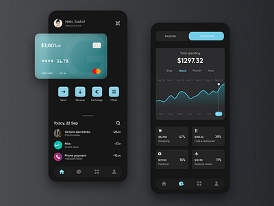 Bank App app app design bank black blue design finance interface mobile money product design ui ux