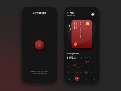 Mobile bank app app design bank black design finance interface mobile money product design red ui ux