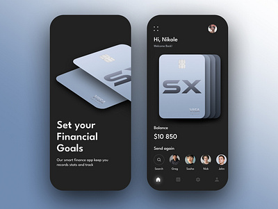 Concept bank app app design application bank black blue design finance interface mobile ui ux