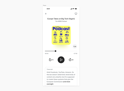 Concept: Podcast app app minimal player podcasts