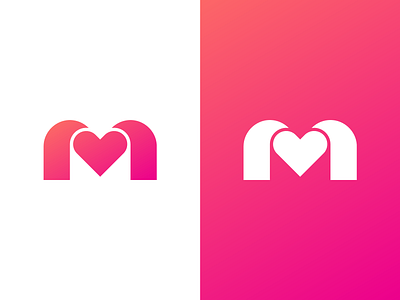 M heart - Logo design heart heart logo heartlogo icon letterm logo logo design logodesign logomark logotype mark minimal monogram