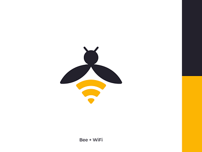 Bee+Wifi - Logo mark bee bee logo design icon logo logo design logodesign logotype mark minimal signal vector wifi wifi logo