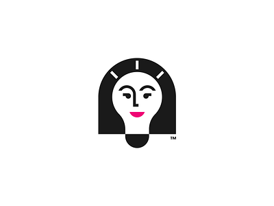 Light Bulb + Girl - Logo  Mark