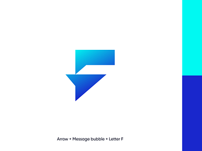 F + arrow + message bubble - Logo mark arrow bubble chatbox icon letter f letter f logo logo logo design logotype mark message message box minimal