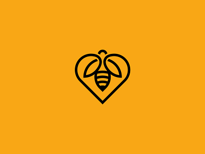 Bee + Heart - Logo mark bee bee logo design heart heart logo icon logo logo design logodesign logotype mark minimal