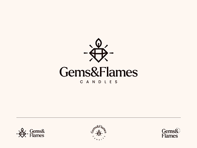 Gems&Flames - Logo design branding candle candle logo candles design diamond flame gem icon logo logodesign logotype mark minimal