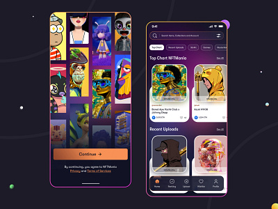 NFT Mobile App UI/UX Design app design daily challange design dribbble illustration logo nft ui ui app ui designer uichallange uidesign userinterface