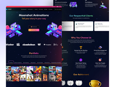 Moonshot Animation | Website app design daily challange design illustration ui ui app ui designer uidesign uiux userinterface web design website