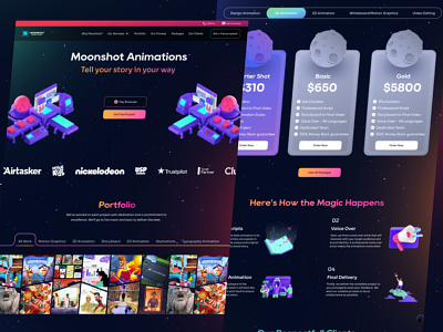 Moonshot Animations Studio app design daily challange design ui ui designer uidesign userinterface