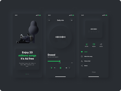 Music app dark interface aesthetic app brand dark mode glassmorphism modern ui music music app mustasir neumorphism spotify trending ui ui ui ux