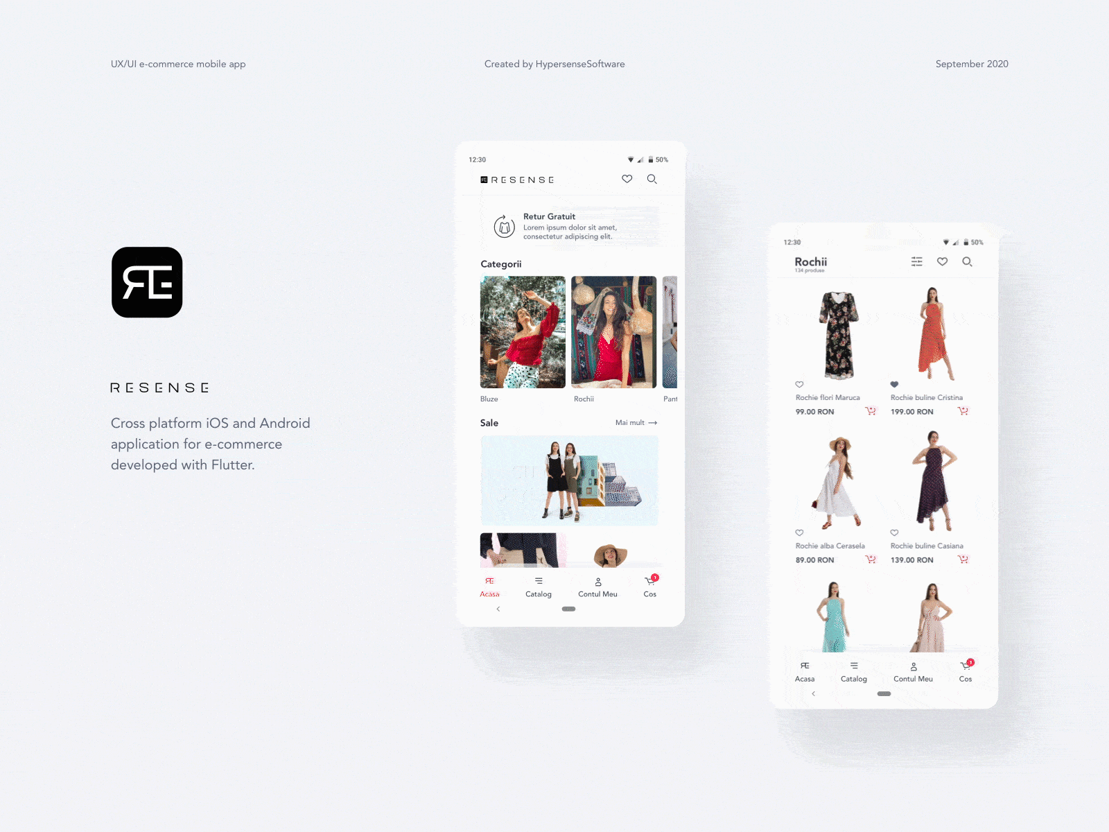 Resense - Homepage - E-commerce Flutter App android app app design ecommerce ecommerce app ecommerce design fashion fashion app flutter homepage icons ios material design mobile app model product design product page prototype ui ux
